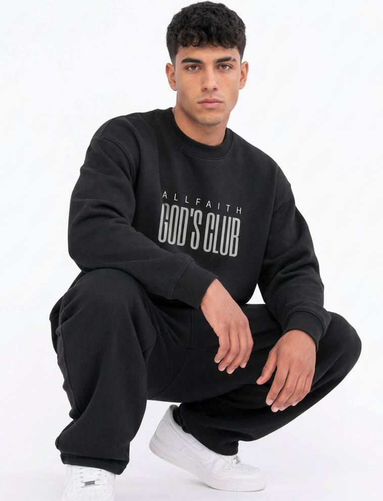Unisex Black Boxy Fit Sweatshirt