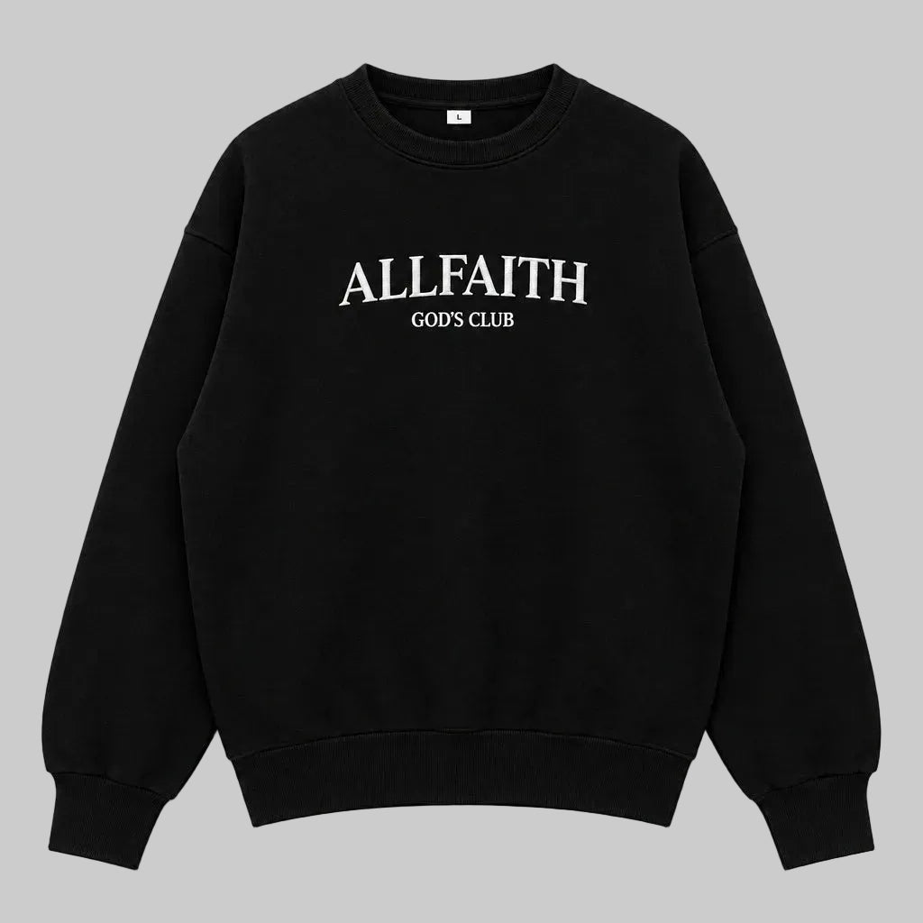 Unisex Black Boxy Fit ALLFAITH Crewneck