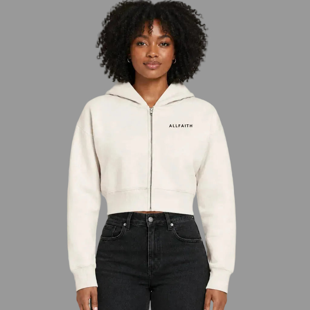 WOMEN'S CROPPED ZIP UP HOODIE