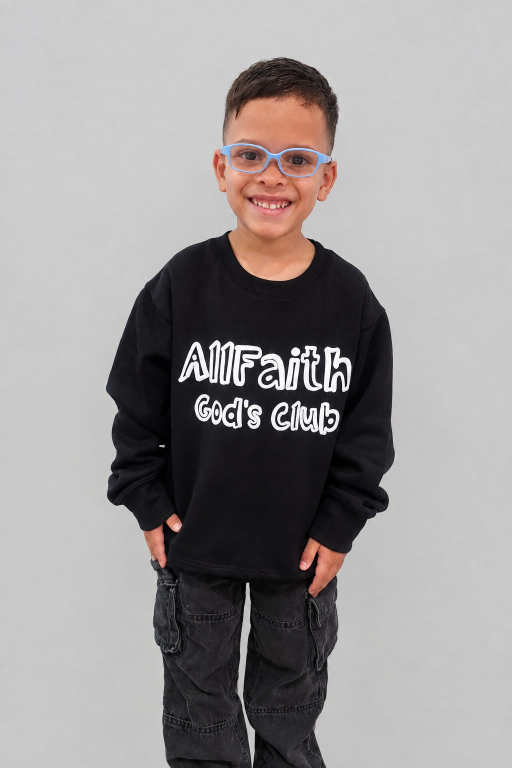 Kids Black Puff ALLFAITH Sweatshirt