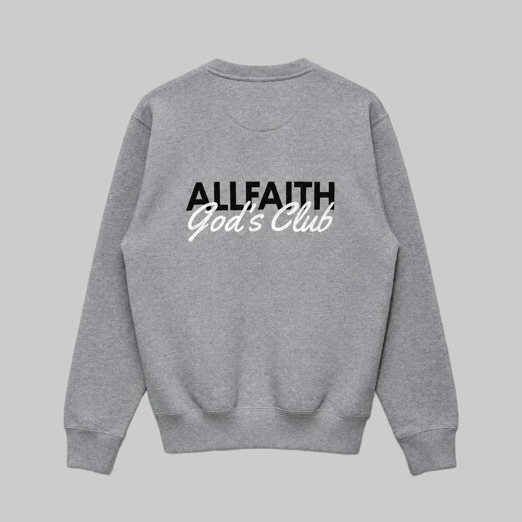 Unisex ALLFAITH GOD'S CLUB Grey Heather Crewneck