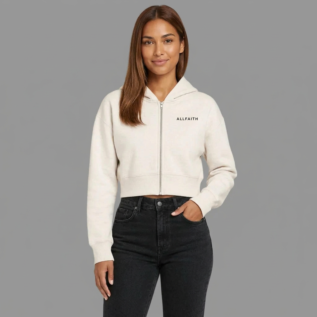 WOMEN'S CROPPED ZIP UP HOODIE