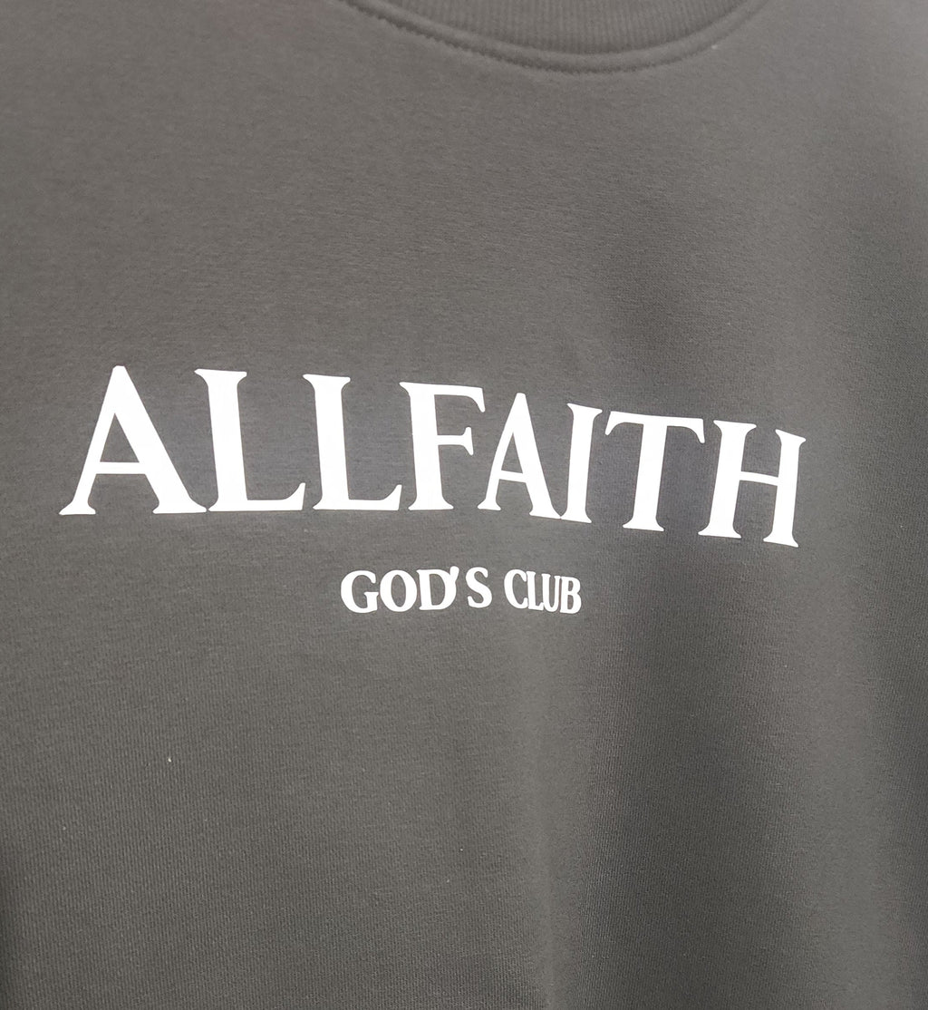Unisex Black Boxy Fit ALLFAITH Crewneck