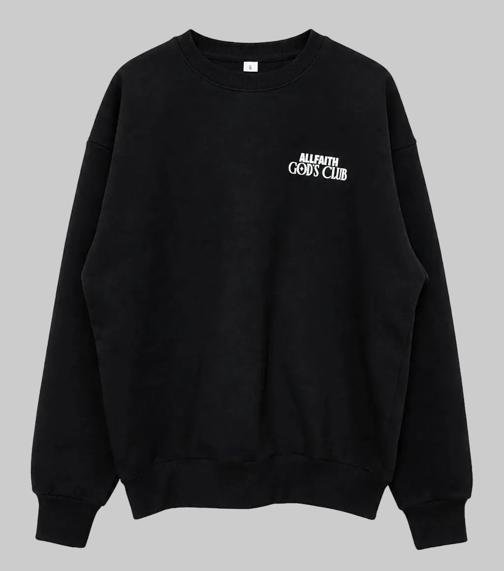 Black Unisex Heavyweight Oversized ALLFAITH Crewneck