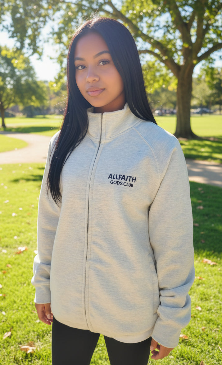 Unisex ALLFAITH Oatmeal Fleece Track Jacket
