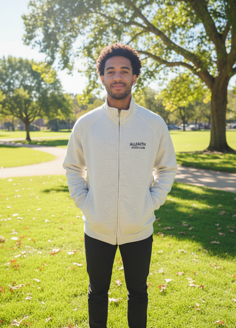 Unisex ALLFAITH Oatmeal Fleece Track Jacket