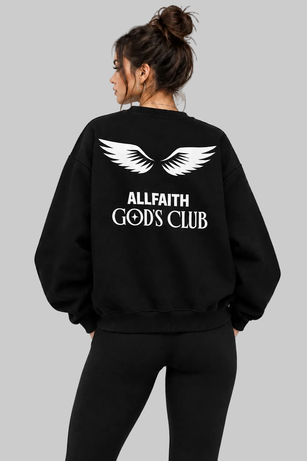 Black Unisex Heavyweight Oversized ALLFAITH Crewneck